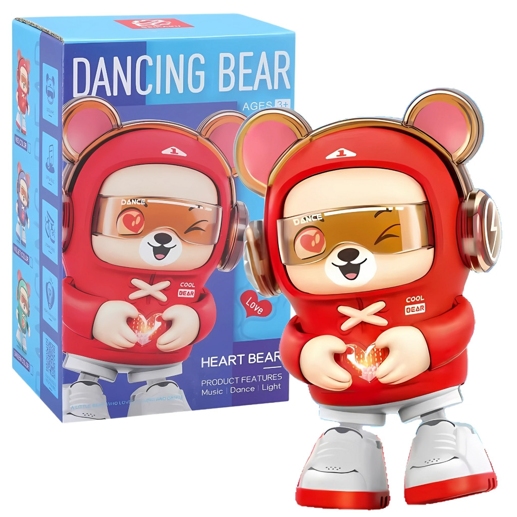 Ursinho Dançante Urso Luz Som Movimento Vermelho Castela em Oferta na Shopee