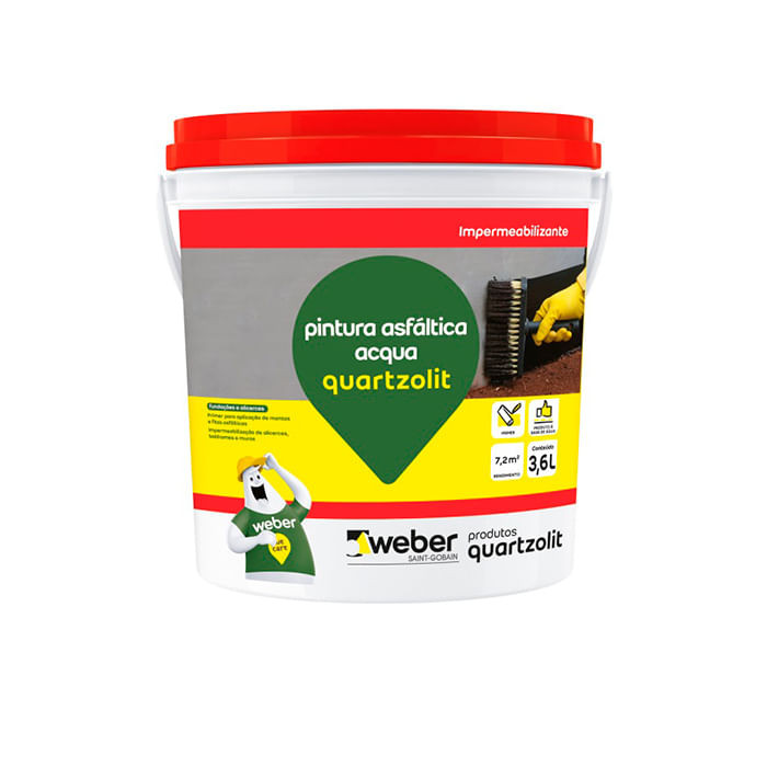Impermeabilizante Pintura Asfáltica Acqua 3,6L - QUARTZOLIT - Home & Living
