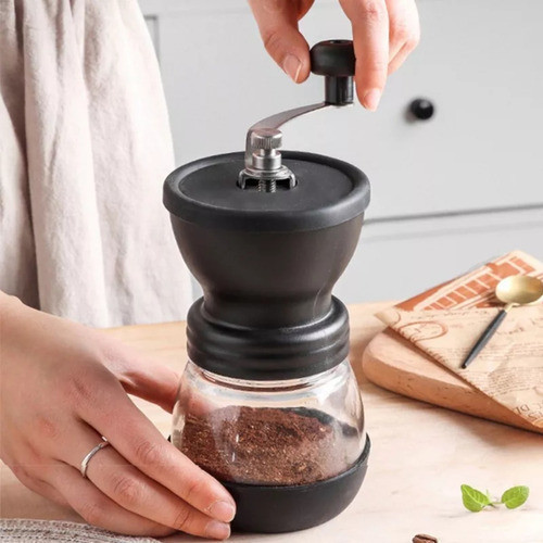 Moedor De Cafe Manual De Cerâmica de Luxo Regulagem Para Grãos + 2 Recipientes Vidro Resistente
