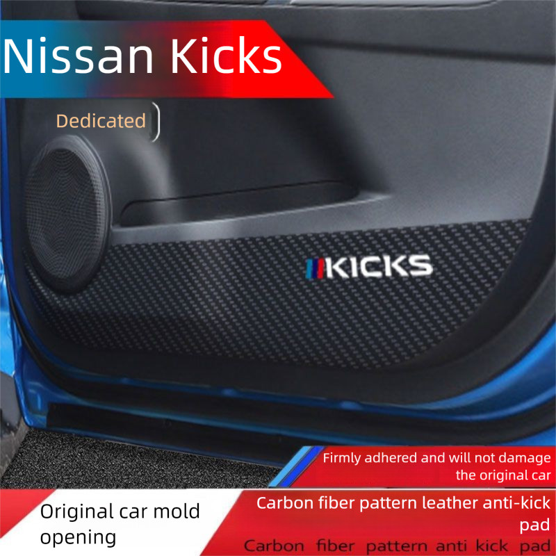 Nissan Kicks Porta Anti Kick Pad Sujeira Esteira Acessórios Interiores Peças De Fibra Carbono Guarnições Para 2021 2022
