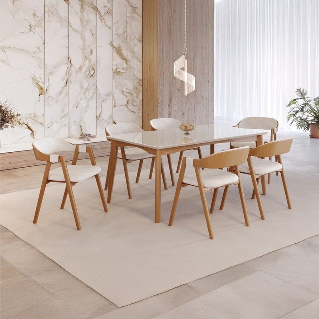 Conjunto Sala de Jantar com Tampo de Vidro Monalisa 6 Cadeiras Gaia Espresso Móveis em Oferta na Shopee