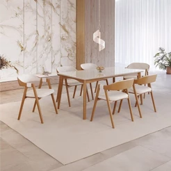 Conjunto Sala de Jantar com Tampo de Vidro Monalisa 6 Cadeiras Gaia Espresso Móveis