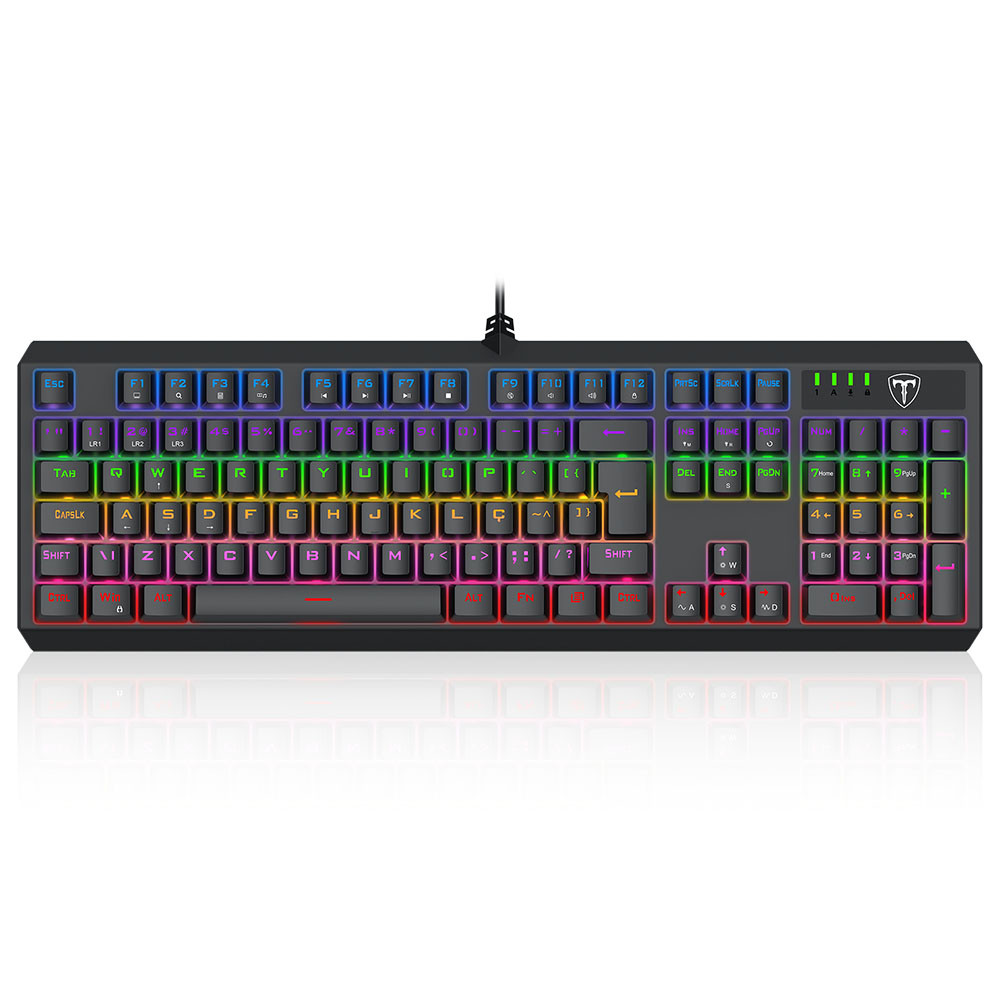 TECLADO MECANICO USB GAMER AXIS RAINBOW DUST-PROOF BROWN T-TGK329-BR PRETO