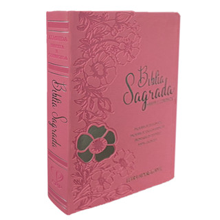 Bíblia Sagrada | Letra Hipergigante | ARC | Harpa Avivada e Corinhos | C/ Índice |  Capa PU Luxo Floral Dália Rosa em Oferta na Shopee