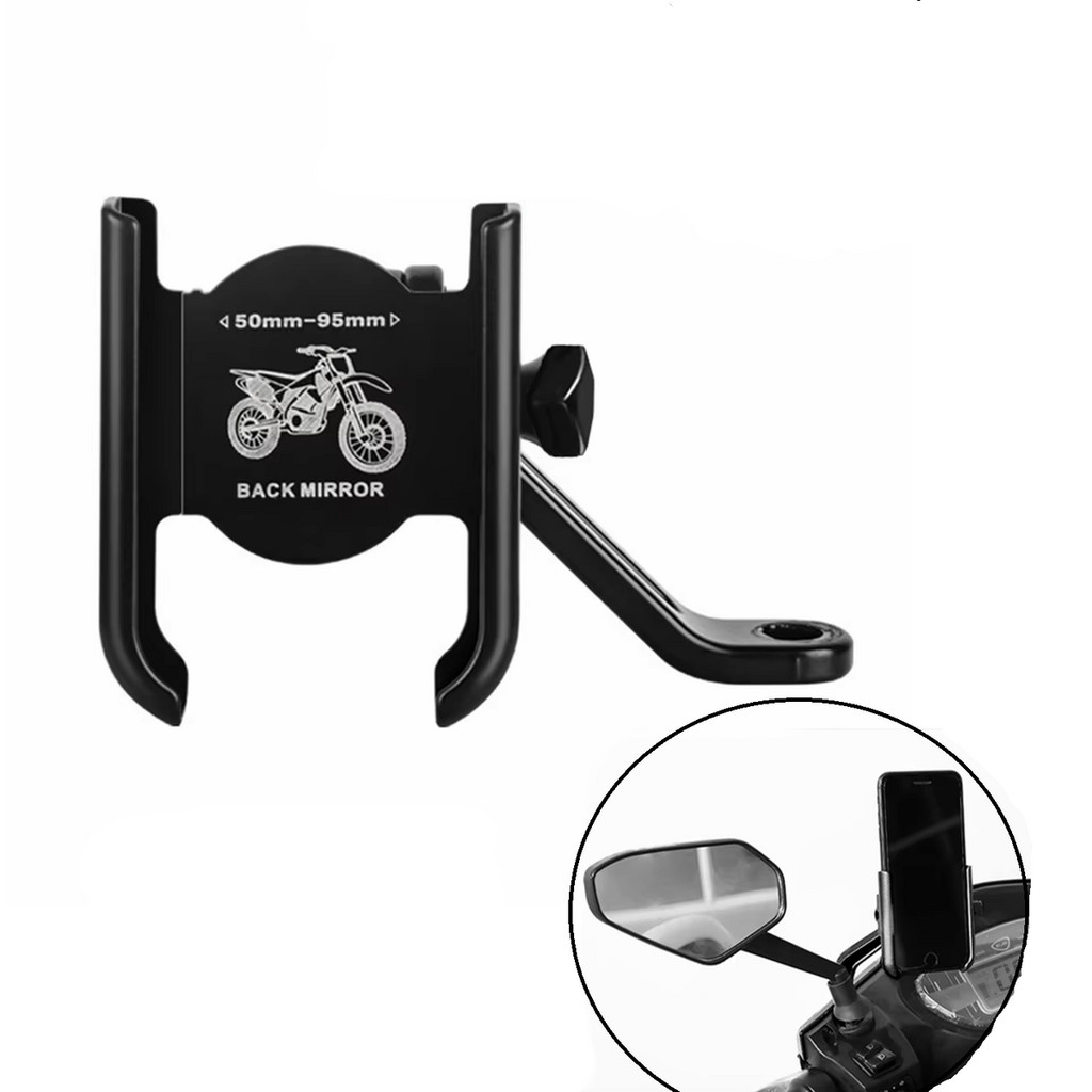 Suporte de Celular para Moto Fixa no Retrovisor Reforçado Alumínio Resistente até 7 Polegadas em Oferta na Shopee