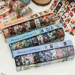 10 Rolos Encaixotados Diversos Beleza Em Série Full Bloom Fitas Adesivas Literárias Scrapbook Deco DIY Washi Fita Adesiv em Oferta na Shopee