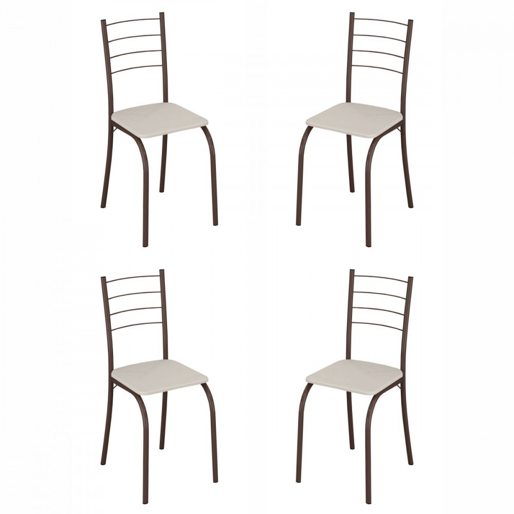 Conjunto de 4 Cadeiras Rio Marrom Assento Creme Teixeira em Oferta na Shopee