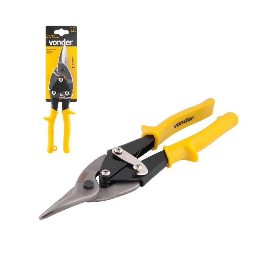 Tesoura 10" para chapas corte reto VD10R VONDER em Oferta na Shopee