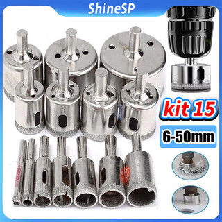 Kit 15 Pcs Brocas Copo Diamantadas Vidro Ceramica 6-50mm Serras  Alta qualidade