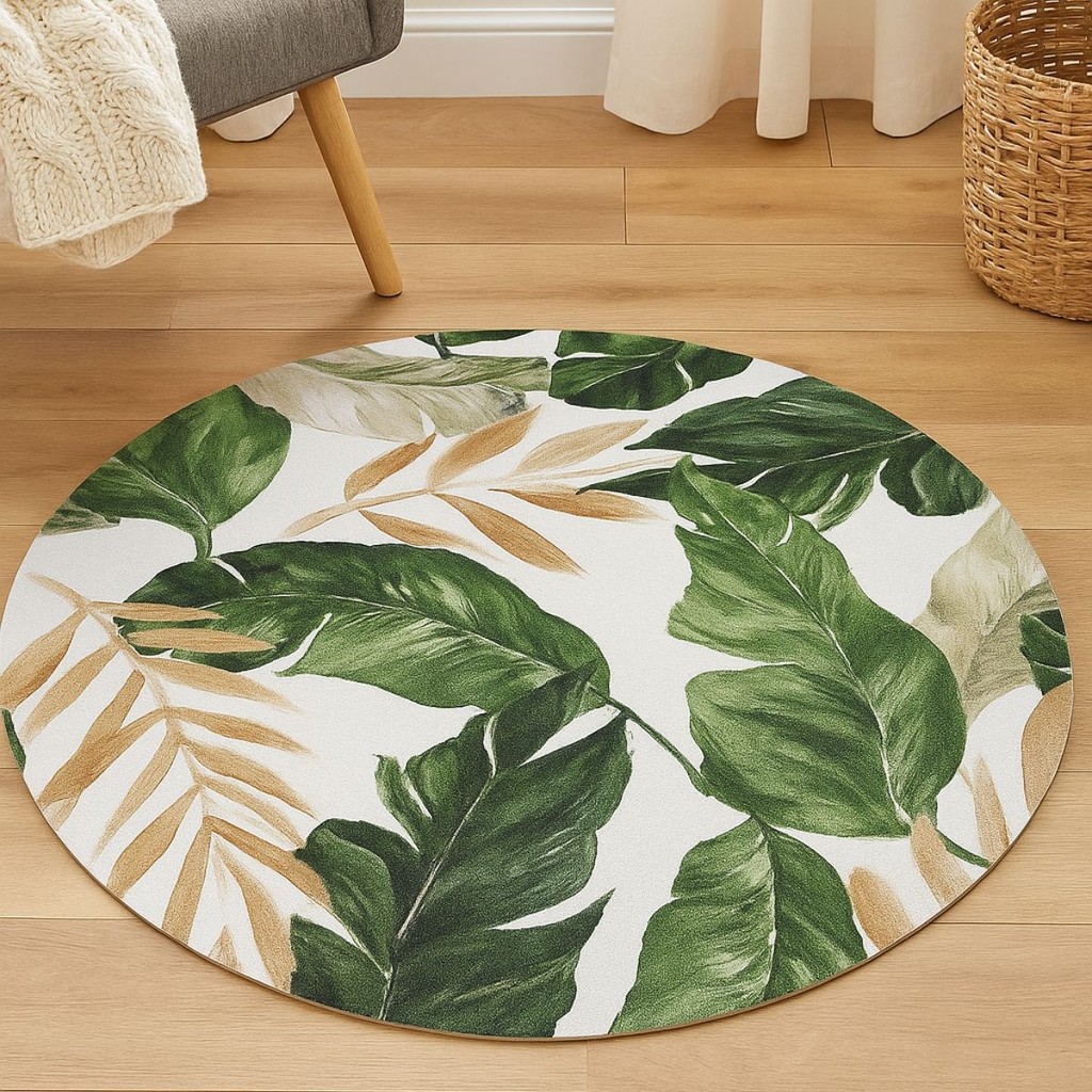 Tapete Redondo Decorativo 88cm Antiderrapante para Sala e Quarto 2124