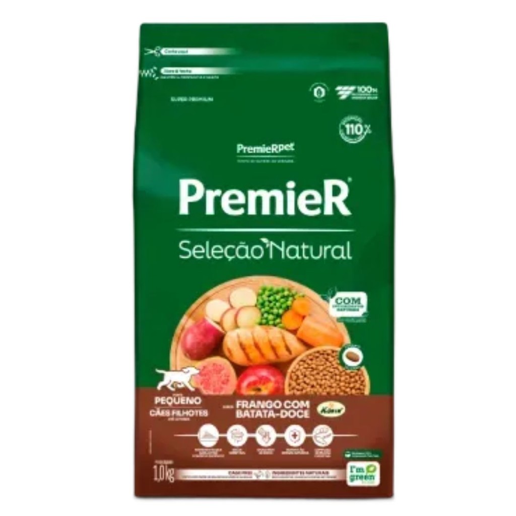 Premier Seleção Natural Premier para Cães Filhotes Raças Pequenas sabor Frango com Batata Doce 1kg