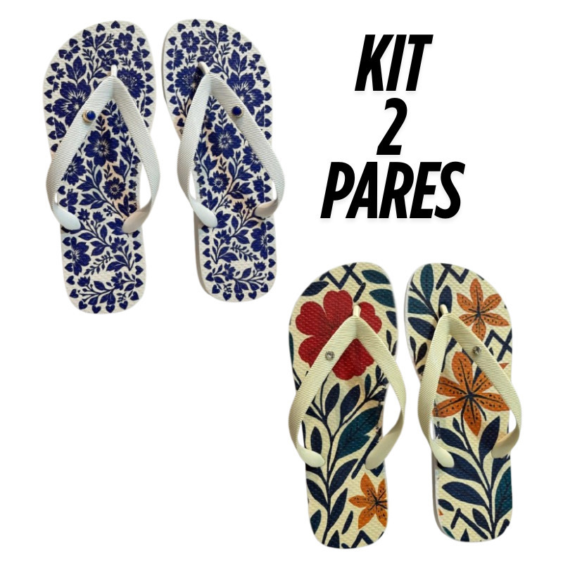 Chinelo Leve e Confortável Feminino - Kit com 2 Pares Lindos