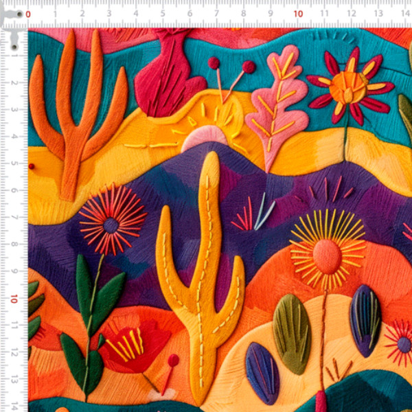 Tecido Sarja Impermeável 3D Flora do Sertão Avental Capa Galão Costura Pano Prato Guardanapo DIY