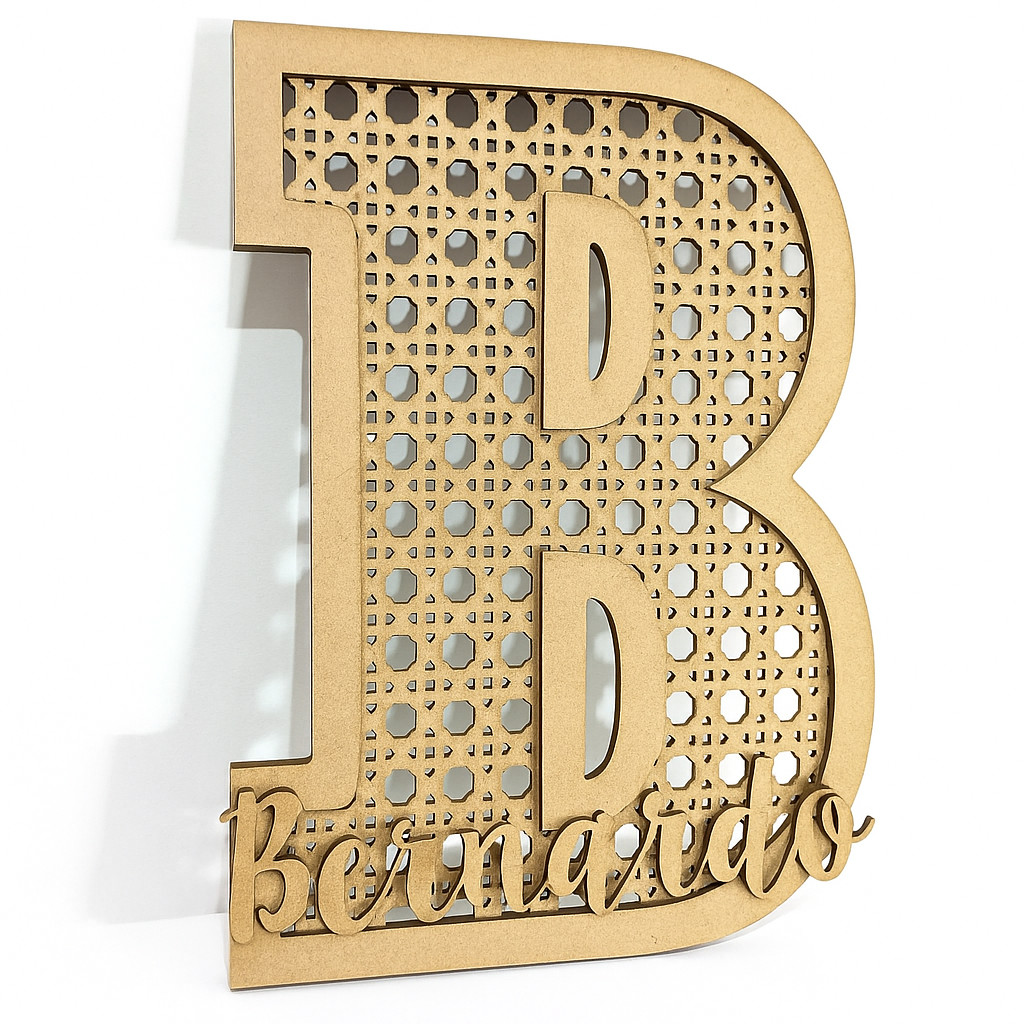 Letra 25 cm Formato de Palhinha Indiana em mdf decorativa quarto bebe menina menino palha madeira
