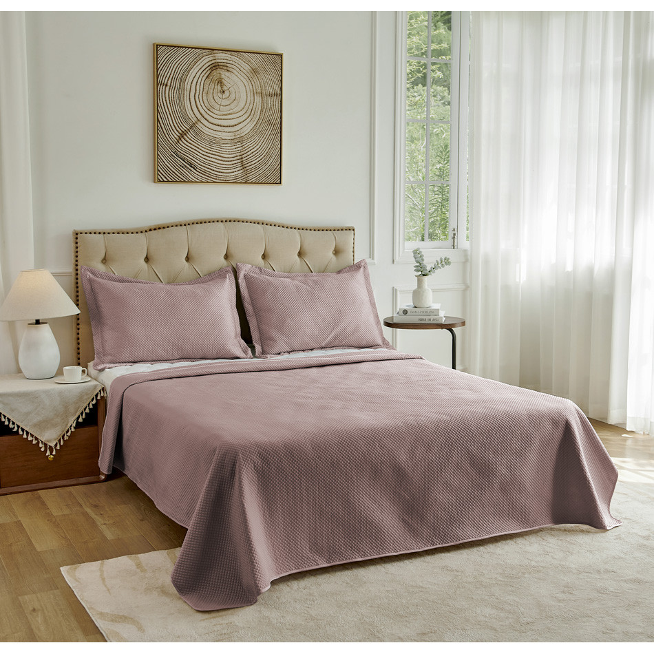 Kit 3 Pçs Colcha Cobre Leito Camesa Cama Box Queen Neo Diamonds Presente