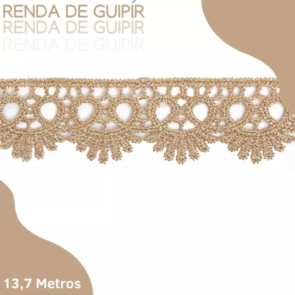 Renda Guipir CHL-113 - 2.5 Cm -  Rolo C/13.7 Mts Cor:Ouro em Oferta na Shopee