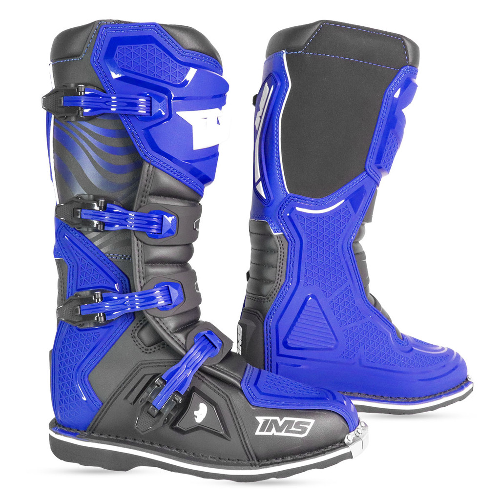 Bota Ims Robust Preto/Azul Bico Aço Trilha Motocross