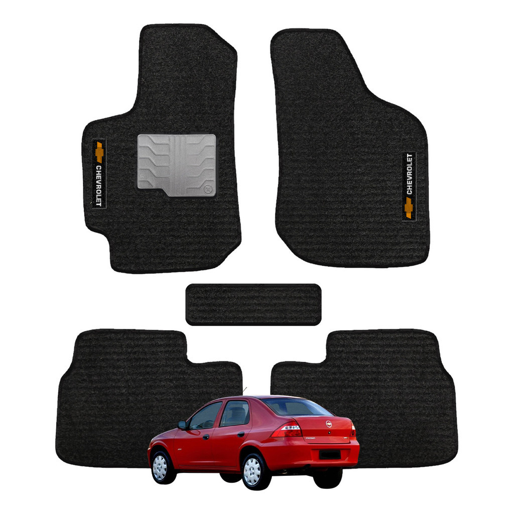Kit de tapetes 5 peças específico Prisma 2006 / 2012 Carpete Preto