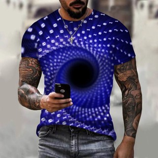 2024 Nova Moda Casual Padrão 3d Espiral Impressão Camiseta De Manga Curta Para Homens E Mulheres em Oferta na Shopee