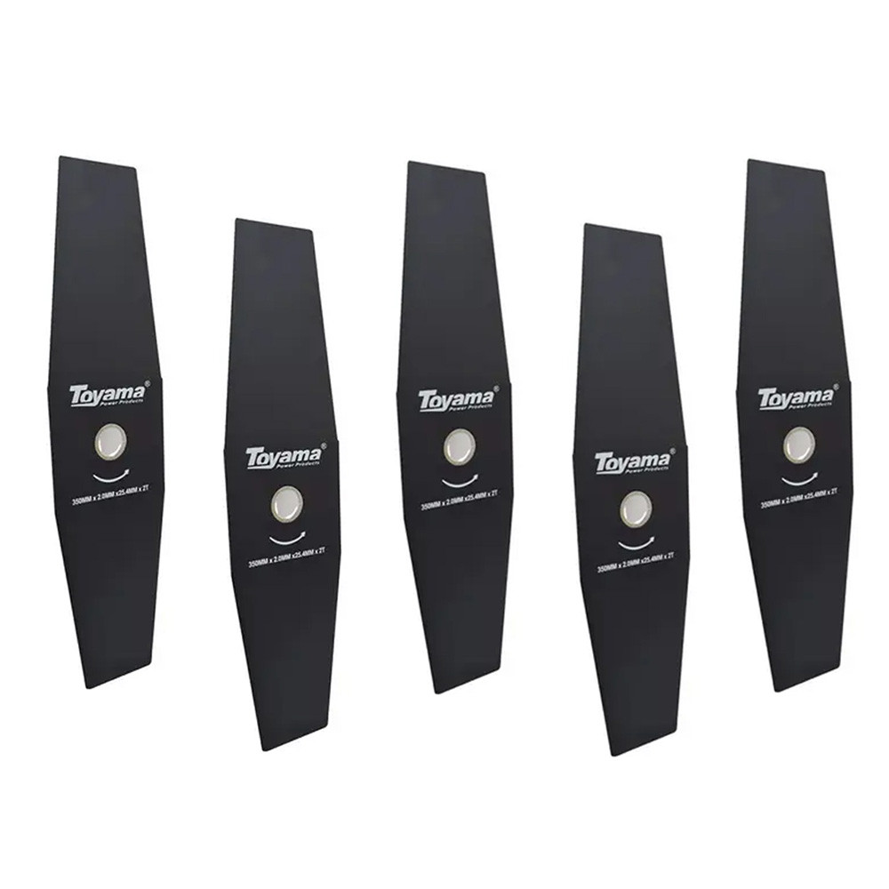 KIT 05 LÂMINAS PARA ROÇADEIRA COM 2 PONTAS EM AÇO com Adaptador de Furo 350×25,4×2,0MM UNIVERSAL TOYAMA ORIGINAL