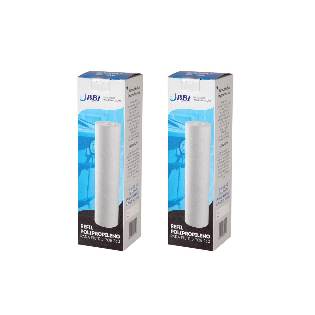KIT 02 UN Refil Original BBI P/Filtros POE 230 Altura 9.3/4"Retém sólidos sedimentos suspensos água
