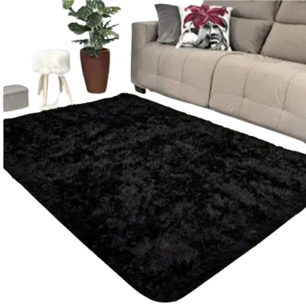 Tapete Sala Preto Felpudo 2,00 X 2,40