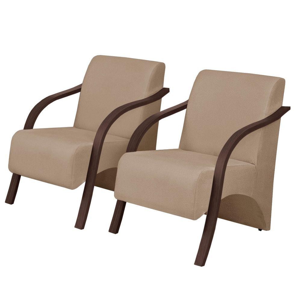 Kit 2 Poltronas Vênus 1 Lugar Pé Madeira Cappuccino em Oferta na Shopee