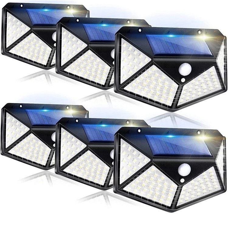10 Luminária Solar com Sensor para Jardim Externa 100 Leds Prova D'Água (27S)