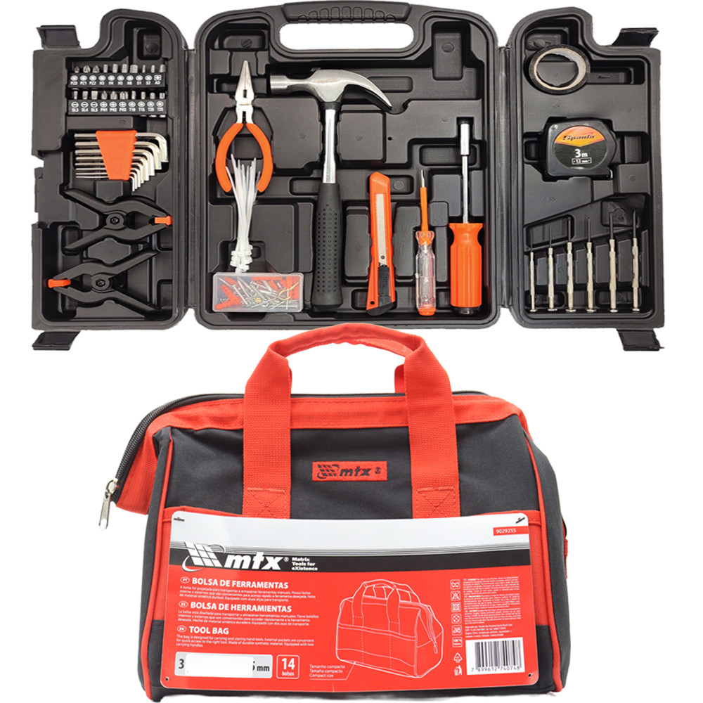 Kit Oficina Ferramentas Completo 129 Peças Martelo Trena Alicate + Bolsa Mtx Sparta em Oferta na Shopee