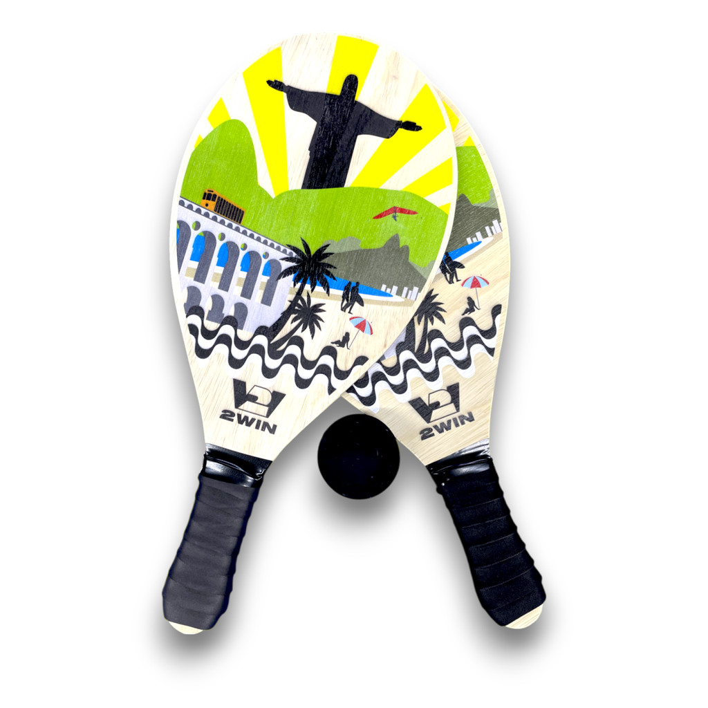 Kit 2 Raquetes de Frescobol + 1 Bolinha  2WIN Regiões do Brasil - Sudeste