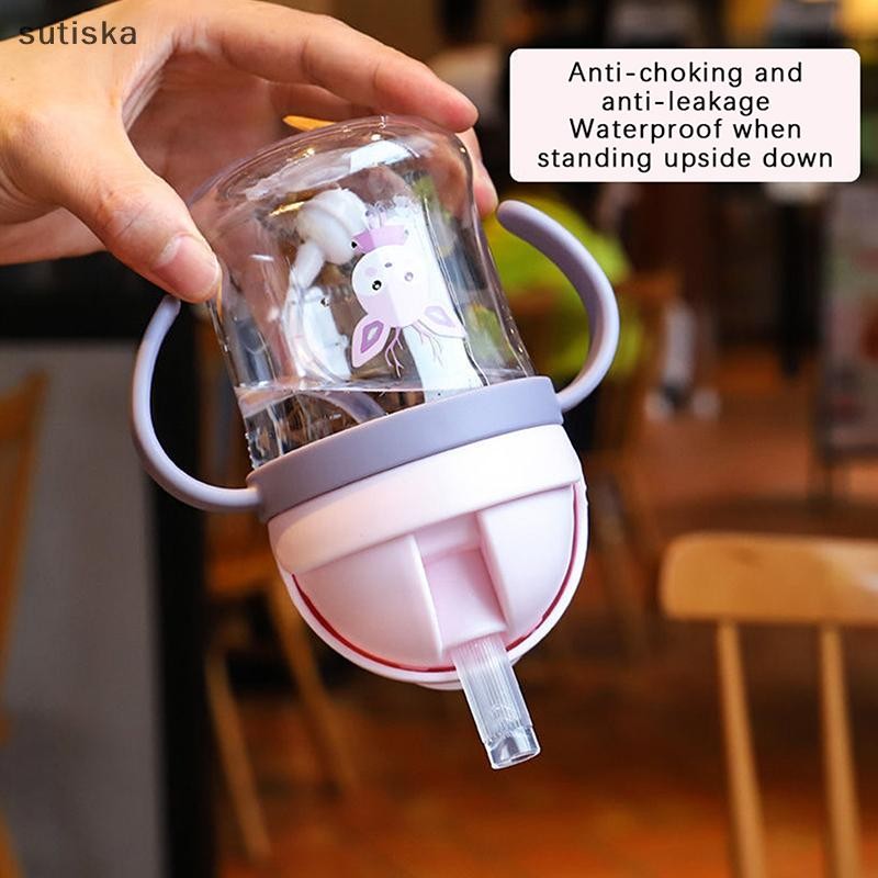 sutiska 250ML Crianças Copo Bebendo Garrafa De Alimentação Com Palha Gravidade Grande Calibre À Prova De Vazamento Ao Ar em Oferta na Shopee