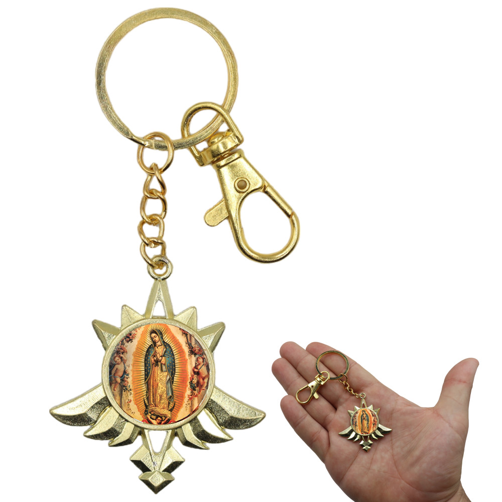 Chaveiro Dourado Medalha Nossa Senhora de Guadalupe Luxo Catolico Devoção Presente Especial