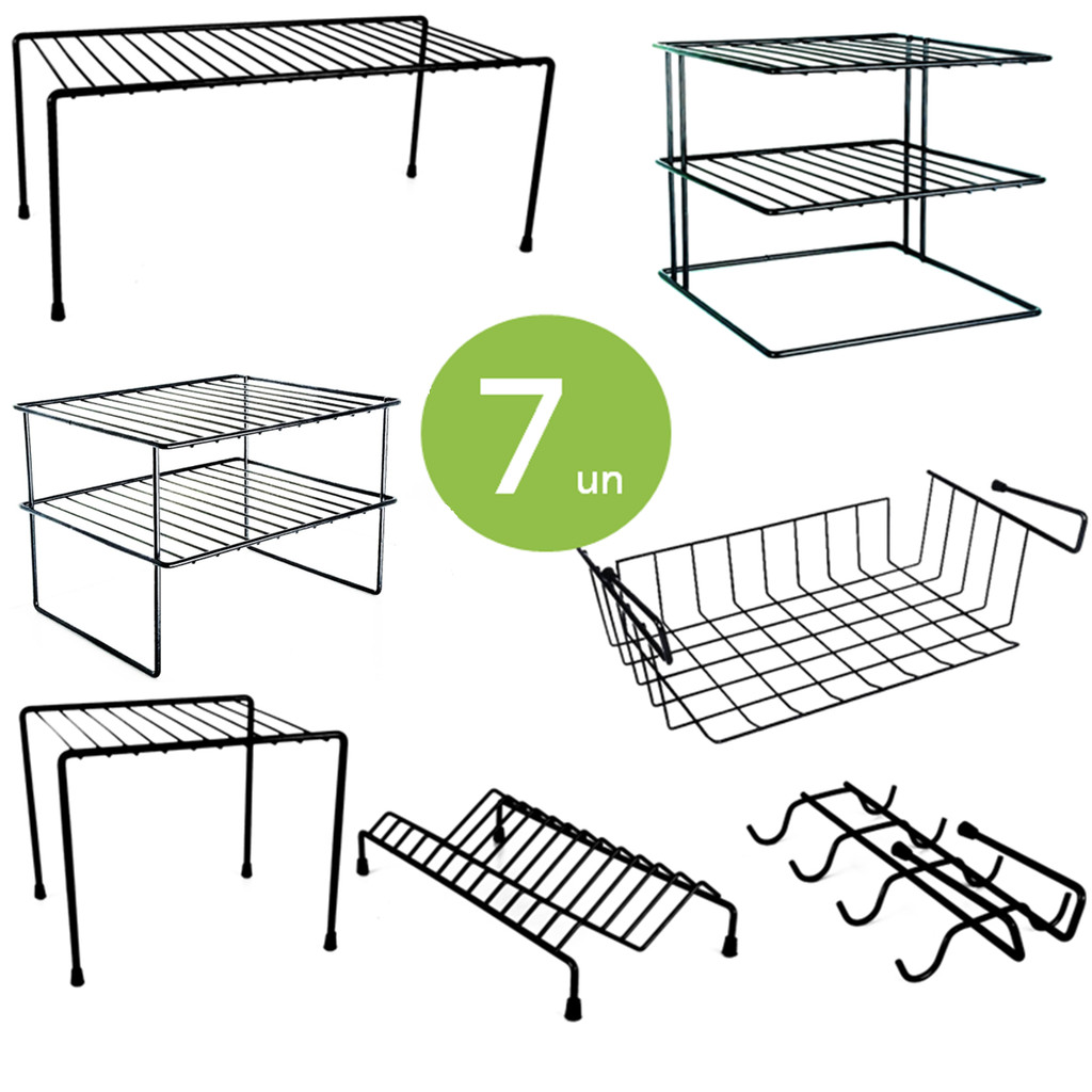 Kit 7 Organizador de Armario Cozinha Dispensa Aço em Oferta na Shopee