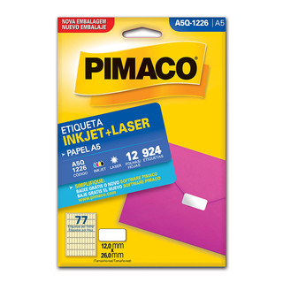 Etiqueta inkjet/laser A5Q1226 com 12 folhas Pimaco em Oferta na Shopee