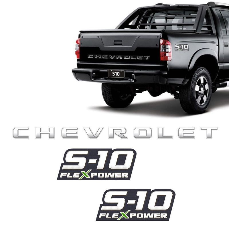 Kit Faixa S10 Preta Chevrolet 2009/2011 + Flex Power Verde em Oferta na Shopee