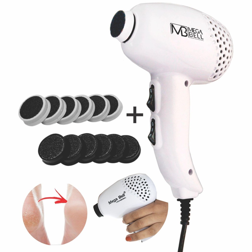 Pedicuro Mega Bell Profissional Lixa Elétrica + 12 Lixa - Beauty