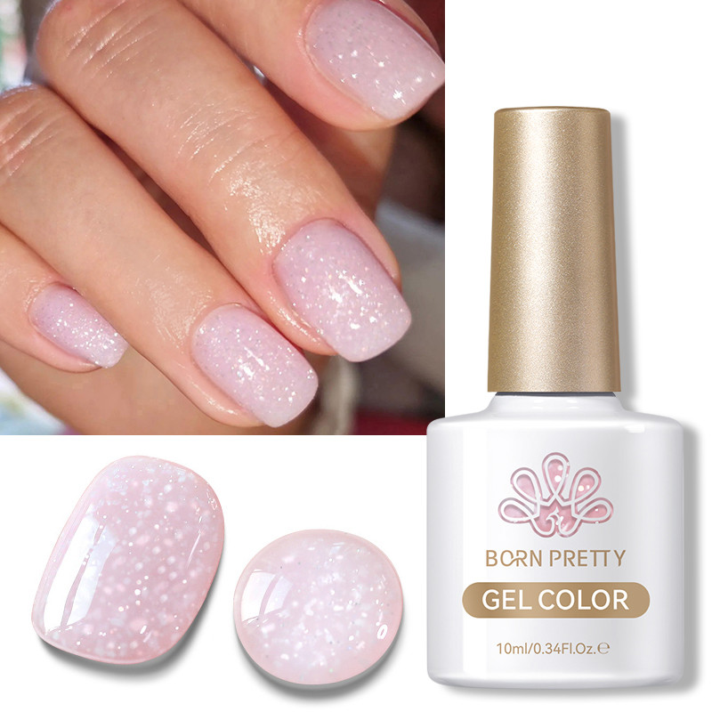 BORN PRETTY Floco De Neve Lantejoulas Gel Esmalte Branco Rosa Base Semi Permanente Top Coat Manicure