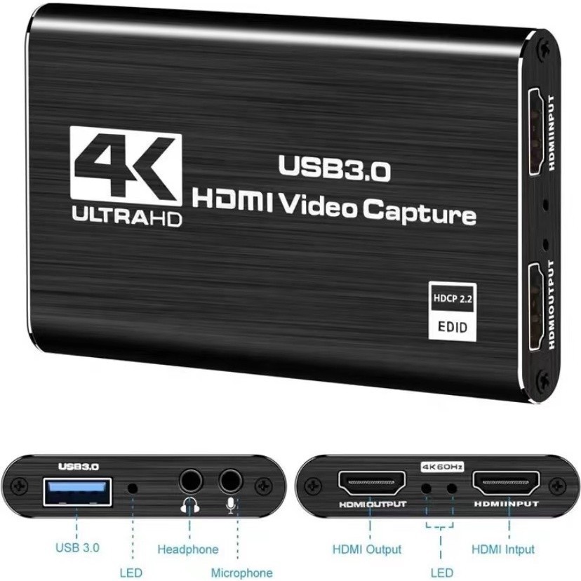 Placa Captura De Vídeo 4k 1080p 60fps Full HD HDMI USB 3.0 em Oferta na Shopee