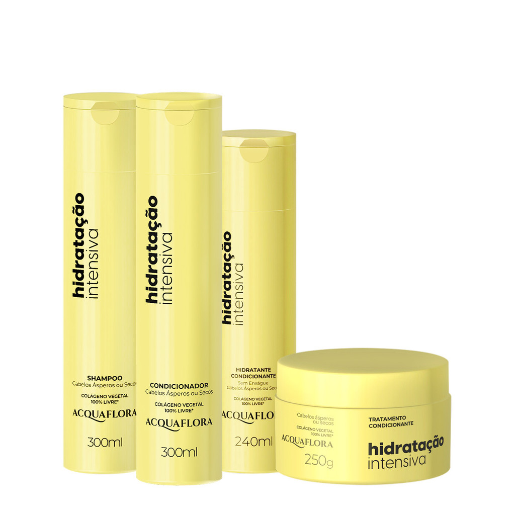 Acquaflora Hidratação Intensiva Shampoo+Condicionador 300ml+Mascara 250ml+Hidrat. s/ Enxague 240ml