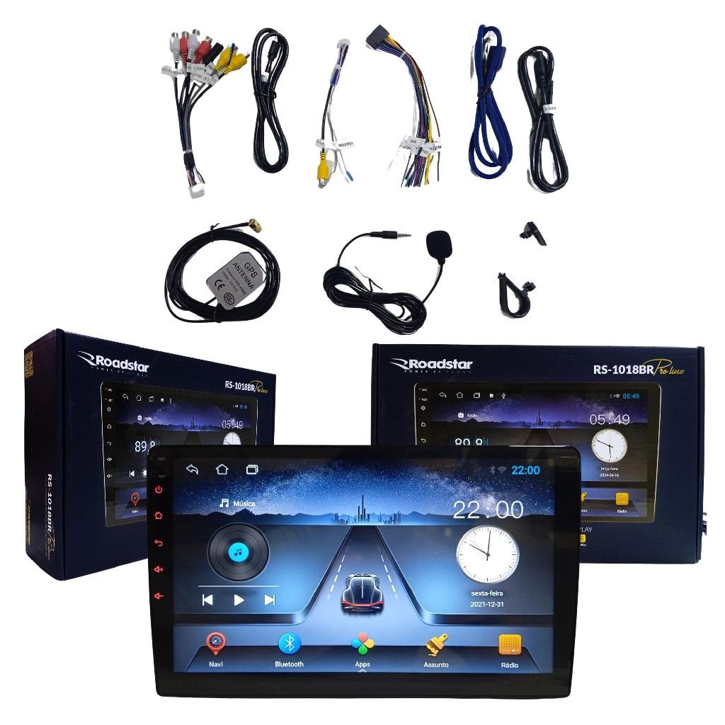 Central Multimídia 10 Polegadas Carplay Sem Fio MP5 2DIN Touch Bluetooth GPS Online Offline Completo