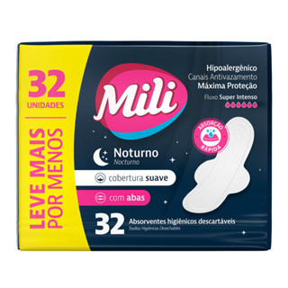 Absorvente Mili Noturno Suave com Abas 32 Unidades em Oferta na Shopee