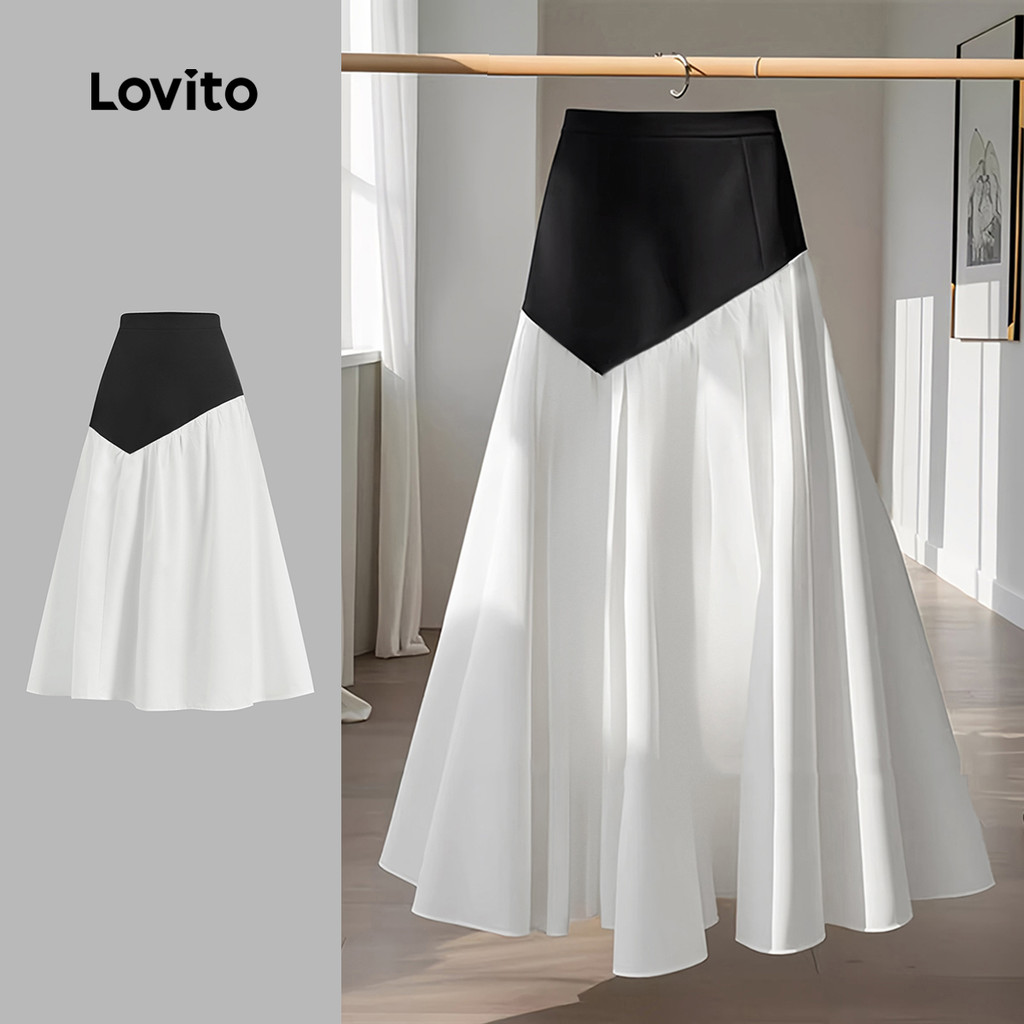 Lovito Saias Elegantes Com Costura Em Tecido, Saias De Verão/Primavera Para Mulheres L129ED040 - Women Clothes