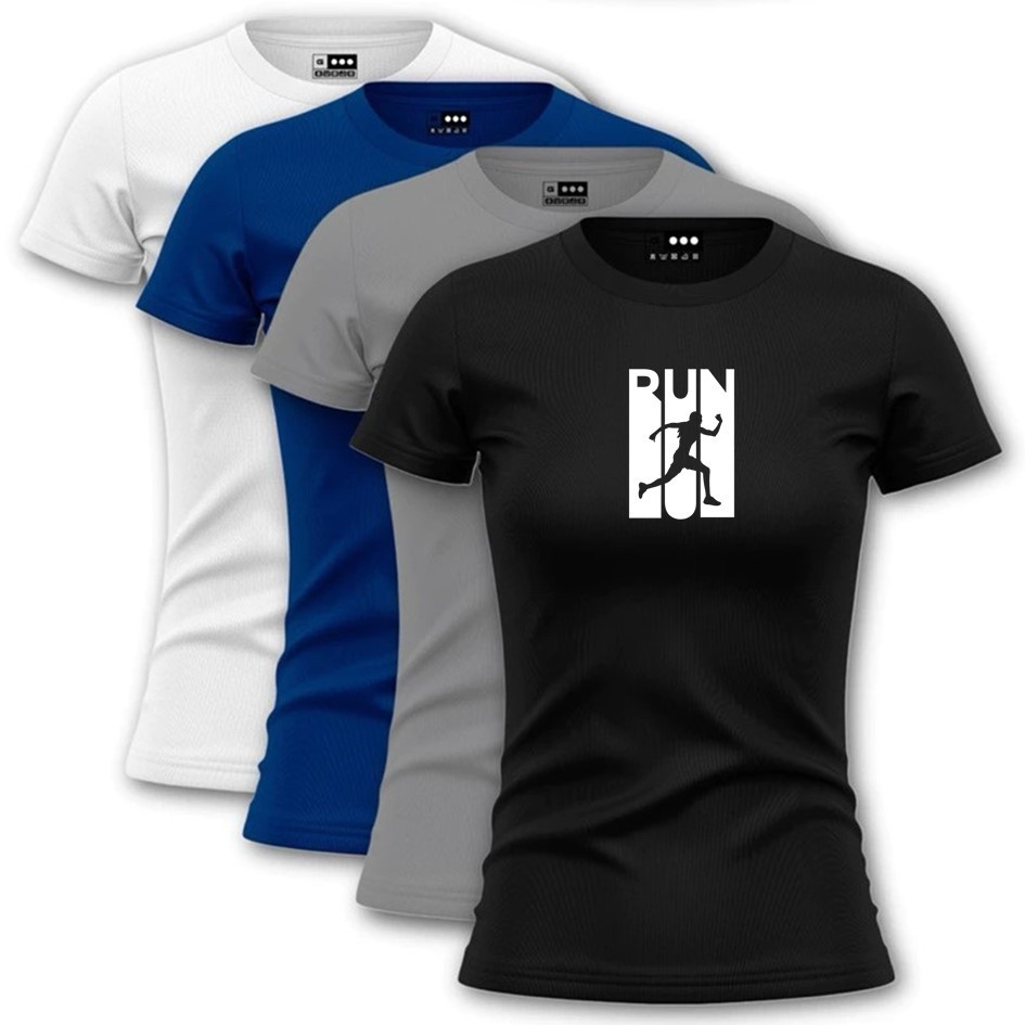 KIT 3 Camisetas Corrida Correr Dry Fit Baby Look Feminina Academia T-Shirt Crossfit Treino em Oferta na Shopee