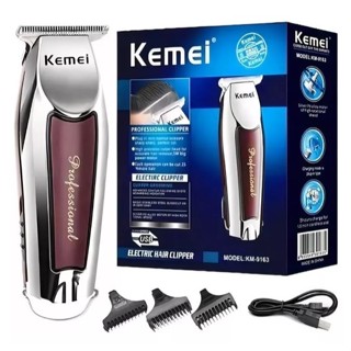 900mAh Maquininha Acabamento Detalhes Cabelo Barba Kemei Bivolt LFQ-KM-9163 corte de cabelo USB em Oferta na Shopee