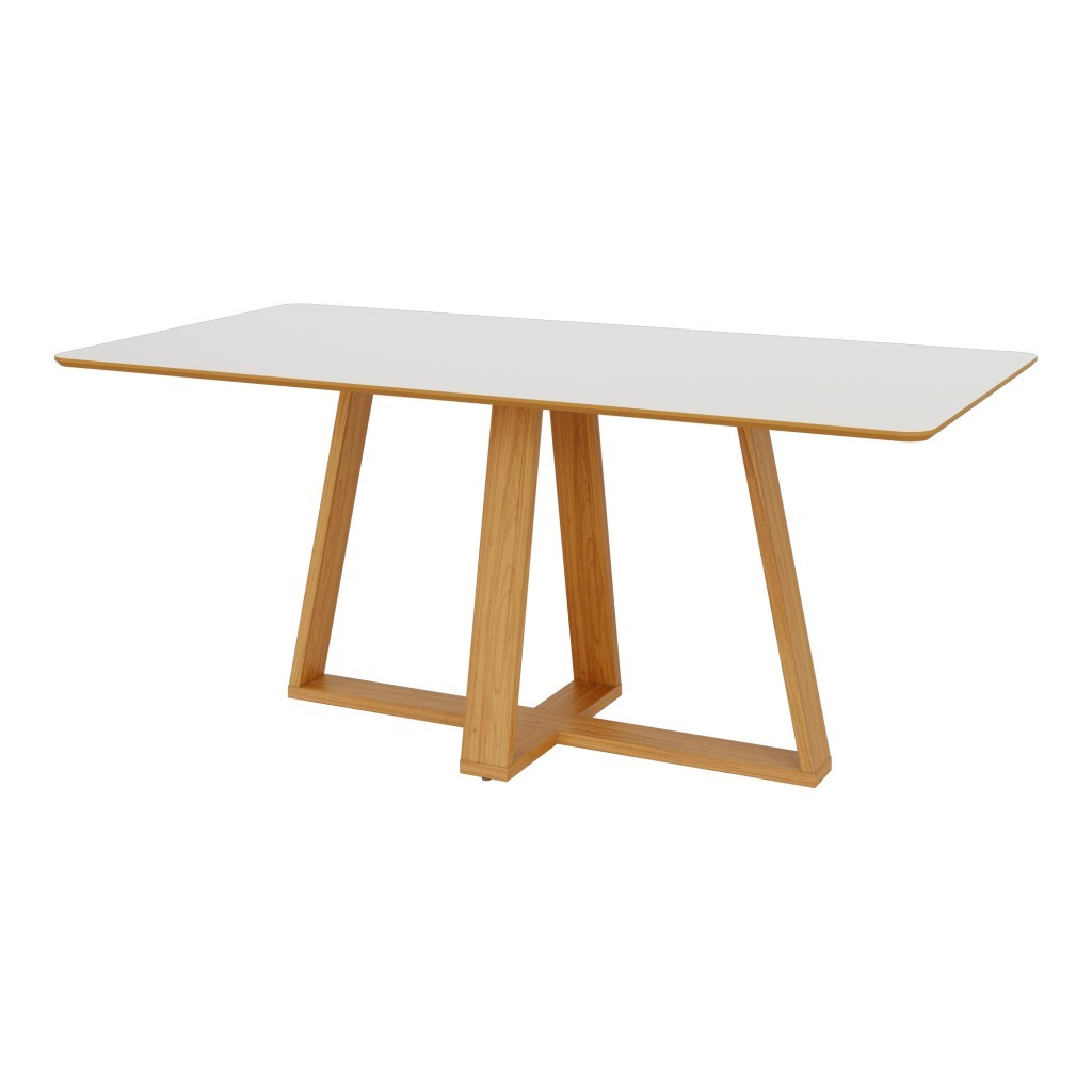 Mesa de Jantar Retangular 6 Lugares 180cm Off White/Freijó - Dalla Costa