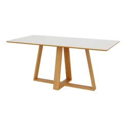 Mesa de Jantar Retangular 6 Lugares 180cm Off White/Freijó - Dalla Costa