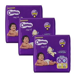 3x Fralda Cremer Magic Care Jumbo M 26un (Total 78un) – 4 a 9kg em Oferta na Shopee