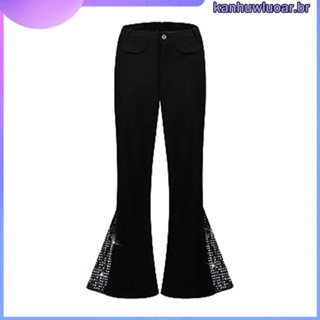 [CERA] Calças Masculinas Vintage Anos 60 70 Lantejoulas Brilhantes Bainha Alargada Fantasia Hippie Halloween Carnaval Fe em Oferta na Shopee