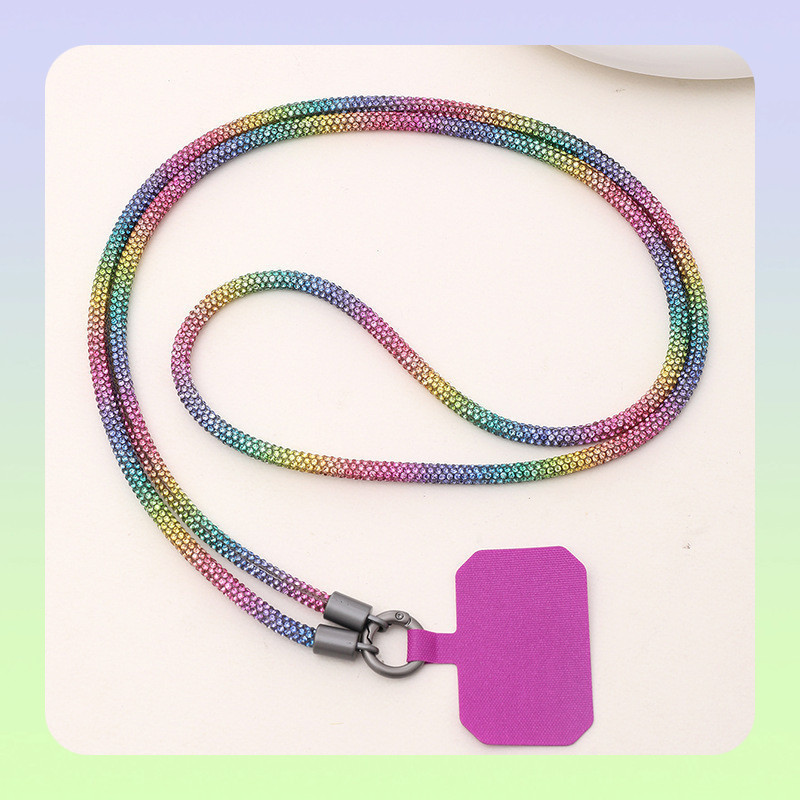 Pulseira multicolorida de strass e diamantes, cordão para celular, alça para celular, cordão para telefone, corrente p