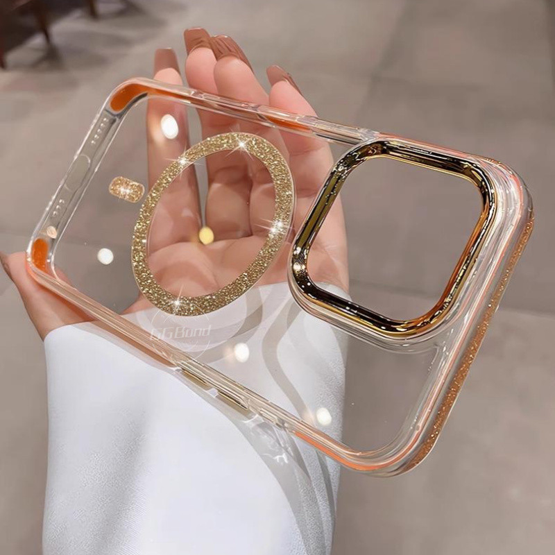 Detalhes do Moda Glitter Transparente Acrílico Caso Para Magsafe iPhone 16 15 14 13 12 11 Pro Max De Telefone Feminino